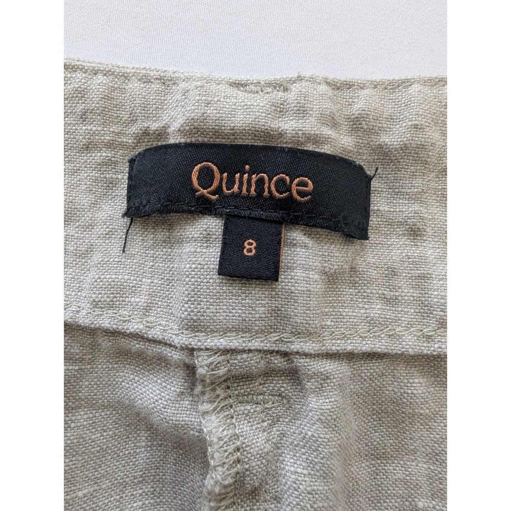 Quince Linen Patch Pocket Wide Leg Pants Womens 8 Flax Beige Minimalist Boho - Picture 4 of 10